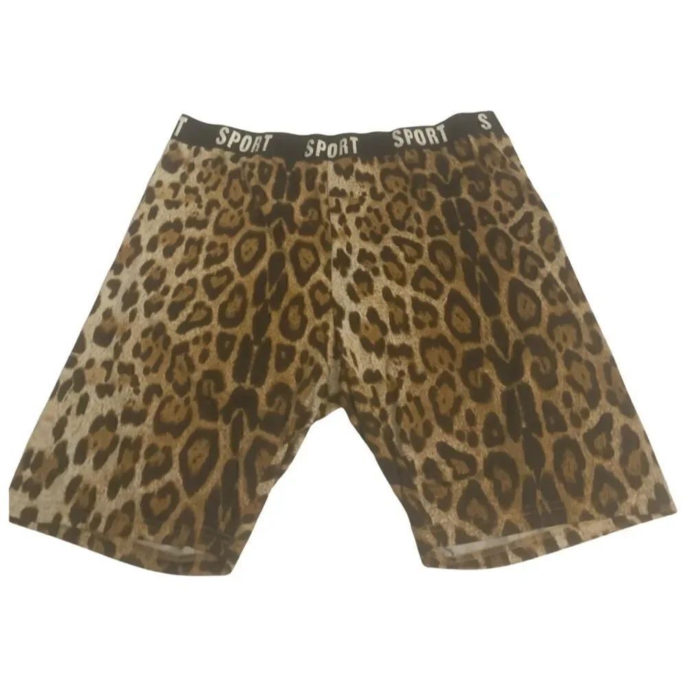 Plus Size Cheetah Print Biker Shorts